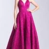 Madison James - 20-316 Floral Jacquard Plunging V-Neck Gown Formal Gowns 1 Madison James - 20-316 Floral Jacquard Plunging V-Neck Gown Formal Gowns
