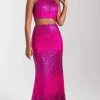 Madison James - 20-320 Two Piece Sequined Halter Sheath Dress Formal Gowns