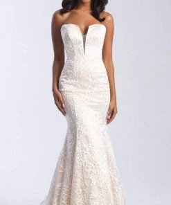 Madison James - 20-329 Plunging Sweetheart Lace Openwork Gown Formal Gowns