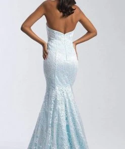 Madison James - 20-329 Plunging Sweetheart Lace Openwork Gown Formal Gowns