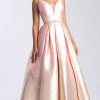 Madison James - 20-333 Deep V-neck Metallic Mikado Ballgown