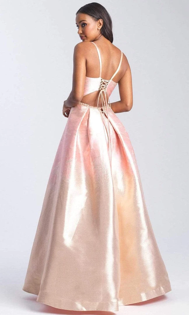 Madison James - 20-333 Deep V-neck Metallic Mikado Ballgown 4 Madison James - 20-333 Deep V-neck Metallic Mikado Ballgown