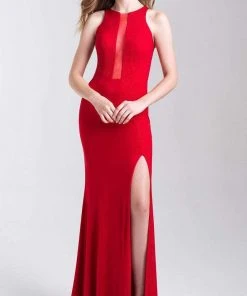 Formal Gowns Madison James - 20-339 Glitter Jersey Halter Sheath Dress