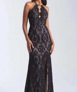 Formal Gowns Madison James - 20-340 Stretch Lace Halter Sheath Dress