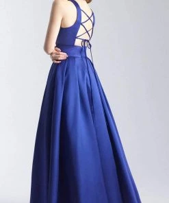 Formal Gowns Madison James - 20-341 Illusion Front Keyhole Silk Mikado A-Line Gown