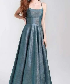 Madison James - 20-381 Shimmer Knit Scoop A-line Dress Formal Gowns