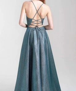 Madison James - 20-381 Shimmer Knit Scoop A-line Dress Formal Gowns