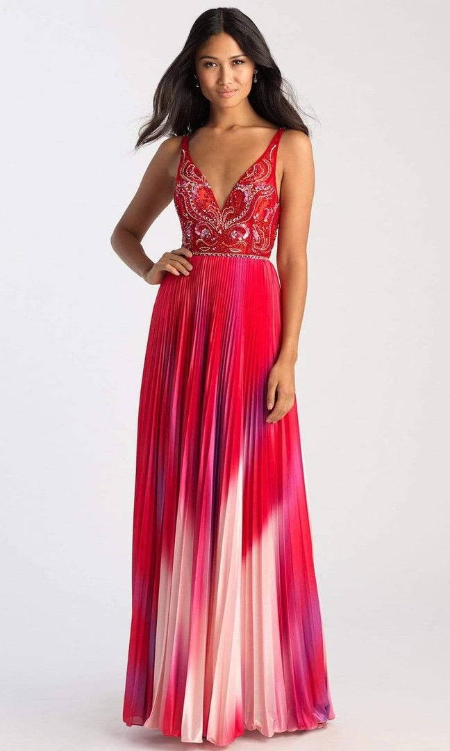 Madison James - 20-396 V-Neckline Sequin And Bead A-Line Dress 5 Madison James - 20-396 V-Neckline Sequin And Bead A-Line Dress