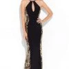 Madison James - Sequined Halter Evening Dress 17-261 - 1 Pc Blk/Gd In Size 6 Available Formal Gowns