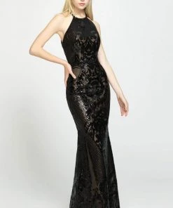 Madison James - Sequined Halter Trumpet Dress 19-173 - 1 Pc Ivory In Size 18 And 1 Pc Black In Size 24 Available Formal Gowns 9 Madison James - Sequined Halter Trumpet Dress 19-173 - 1 Pc Ivory In Size 18 And 1 Pc Black In Size 24 Available Formal Gowns