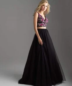 Formal Gowns Madison James - Two Piece Embroidered Floral A-line Dress 18-611