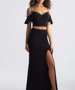 Formal Gowns Madison James Two Piece Off-Shoulder Evening Gown