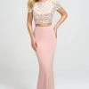 Madison James - Two Piece Sequined Jersey Trumpet Dress 19-207 - 1 Pc Pink In Size 4 Available Formal Gowns