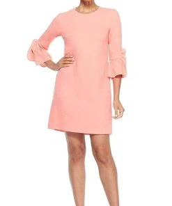 Cocktail Dresses Maggy London - G3079M Flounce Quarter Sleeve Column Mini Shift Dress