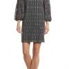 Maggy London - G3231M Cold Shoulder Bishop Sleeve Geo-Lace Print Dress