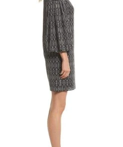 Maggy London - G3231M Cold Shoulder Bishop Sleeve Geo-Lace Print Dress 9 Maggy London - G3231M Cold Shoulder Bishop Sleeve Geo-Lace Print Dress