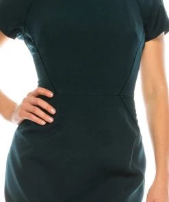 Maggy London - G3849M Short Sleeve Ladder-Trimmed Sheath Dress