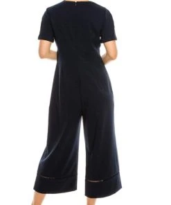 Maggy London - G3935M Short Sleeve V-Neck Capri Jumpsuit Prom Dresses