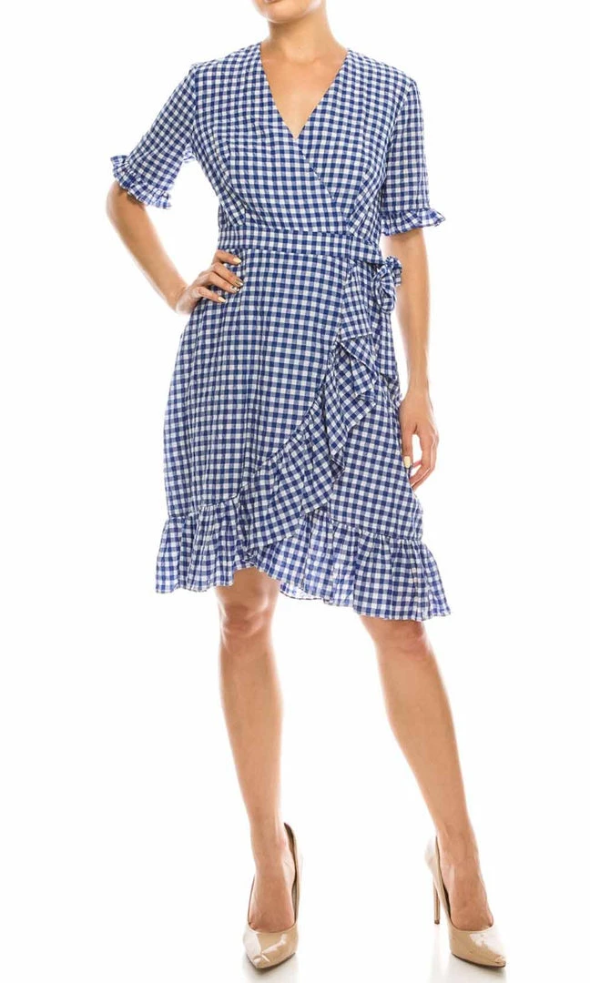 Cocktail Dresses Maggy London - G3958M Gingham Print Ruffle Trimmed Dress 3 Cocktail Dresses Maggy London - G3958M Gingham Print Ruffle Trimmed Dress