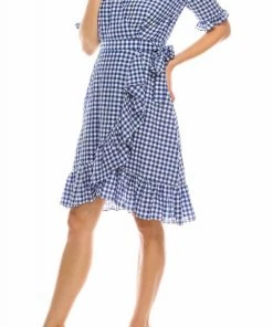 Cocktail Dresses Maggy London - G3958M Gingham Print Ruffle Trimmed Dress 9 Cocktail Dresses Maggy London - G3958M Gingham Print Ruffle Trimmed Dress