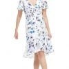 Maggy London - G4059M Flutter Sleeve Floral Print Wrap Skirt Dress
