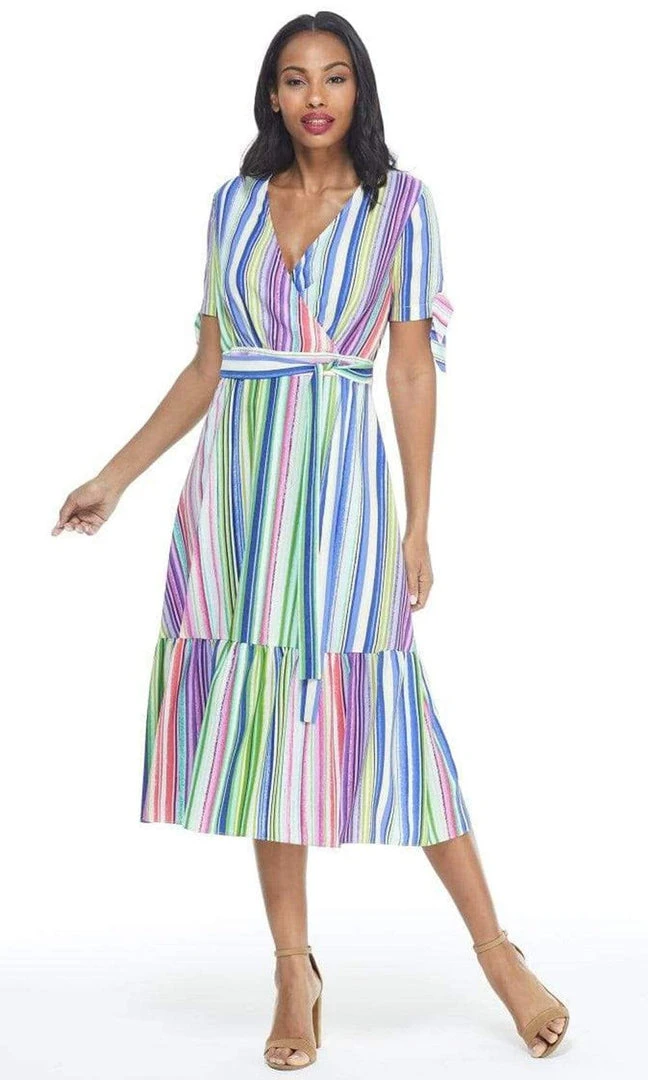 Maggy London - G4464M Stripe Print Tie Waist A-Line Dress Cocktail Dresses 5 Maggy London - G4464M Stripe Print Tie Waist A-Line Dress Cocktail Dresses