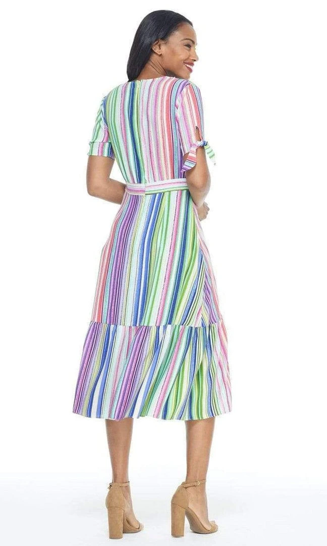 Maggy London - G4464M Stripe Print Tie Waist A-Line Dress Cocktail Dresses 4 Maggy London - G4464M Stripe Print Tie Waist A-Line Dress Cocktail Dresses