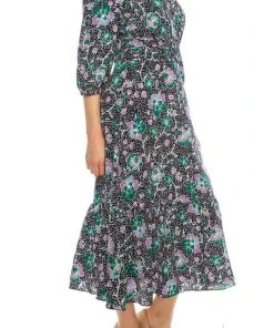 Maggy London - G4845M V-Neck Tea-Length Dress Plus Size Dresses