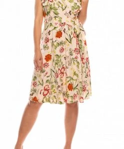 Cocktail Dresses Maggy London - GSP13M Flutter Sleeve Floral Print A-Line Dress