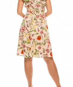 Cocktail Dresses Maggy London - GSP13M Flutter Sleeve Floral Print A-Line Dress