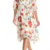 Maison Tara - 91039M Tea Length Floral Faux Wrap Dress Cocktail Dresses