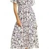 Maison Tara - 91062M Floral Print Buttoned A-Line Dress Cocktail Dresses 2 Maison Tara - 91062M Floral Print Buttoned A-Line Dress Cocktail Dresses