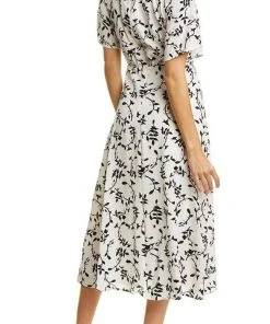 Maison Tara - 91062M Floral Print Buttoned A-Line Dress Cocktail Dresses