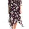 Maison Tara - 91136M Tea Length Floral Faux Wrap Style Dress Cocktail Dresses 1 Maison Tara - 91136M Tea Length Floral Faux Wrap Style Dress Cocktail Dresses