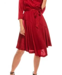 Maison Tara - 91143M Three Quarter Sleeve Twill Faux Wrap Dress Cocktail Dresses 17 Maison Tara - 91143M Three Quarter Sleeve Twill Faux Wrap Dress Cocktail Dresses
