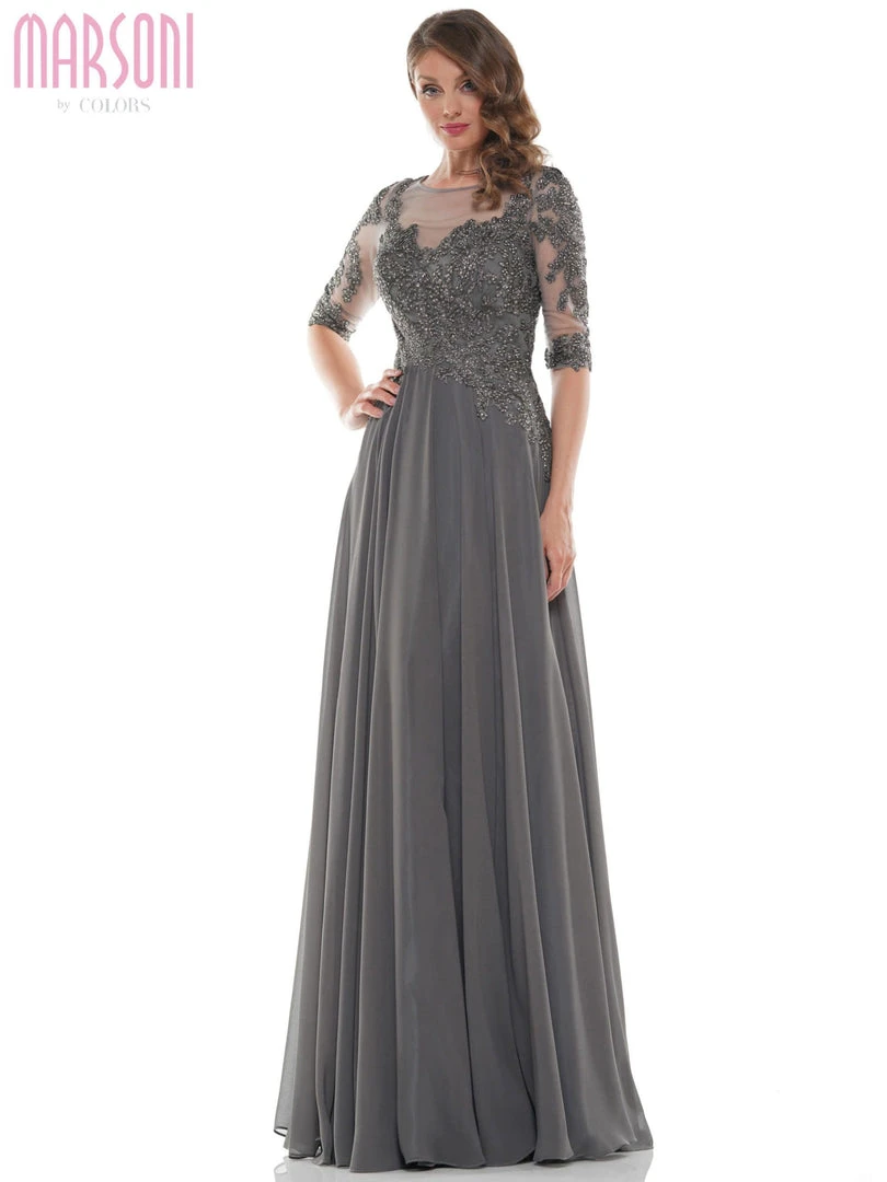 Formal Gowns Marsoni By Colors - Embellished Scoop Evening Dress M157 - 1 Pc Charcoal Grey In Size 18 Available 3 Formal Gowns Marsoni By Colors - Embellished Scoop Evening Dress M157 - 1 Pc Charcoal Grey In Size 18 Available