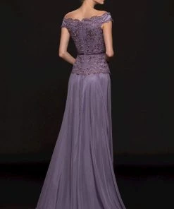 Marsoni By Colors - M213 Embellished Off-Shoulder A-line Dress 7 Marsoni By Colors - M213 Embellished Off-Shoulder A-line Dress