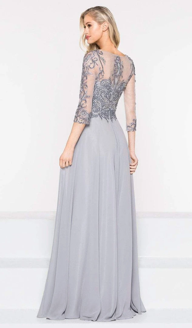 Formal Gowns Marsoni By Colors - M228 Bead Embellished Quarter Length Sleeves Dress 4 Formal Gowns Marsoni By Colors - M228 Bead Embellished Quarter Length Sleeves Dress