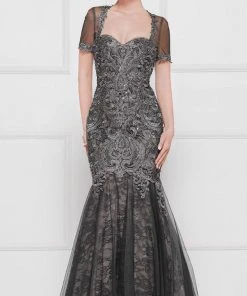 Marsoni By Colors - M259 Embroidered Sweetheart Trumpet Gown