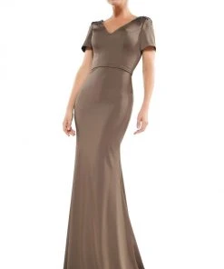 Marsoni By Colors - M284 Embellished V-neck Trumpet Dress
