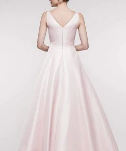 Marsoni By Colors - MV1009 Sleeveless V-Neck Long Satin Gown