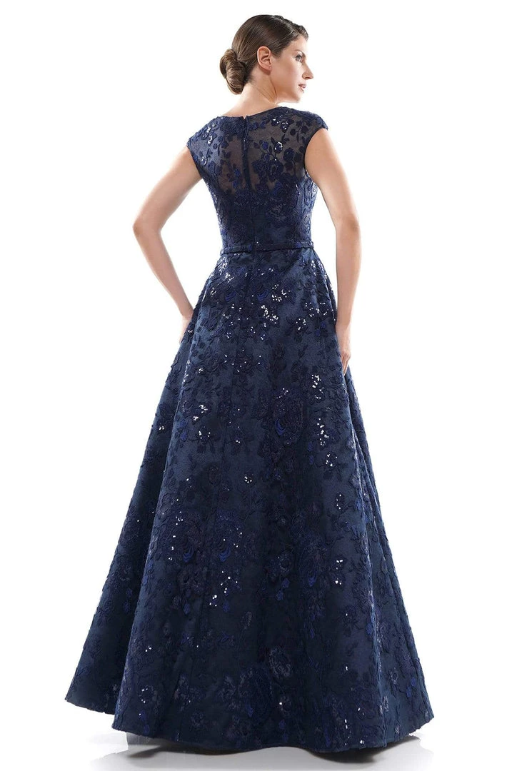 Marsoni By Colors - MV1012 Sequined Rosette Embroidered Long Gown Formal Gowns 4 Marsoni By Colors - MV1012 Sequined Rosette Embroidered Long Gown Formal Gowns