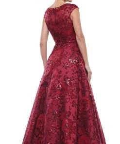 Marsoni By Colors - MV1012 Sequined Rosette Embroidered Long Gown Formal Gowns 13 Marsoni By Colors - MV1012 Sequined Rosette Embroidered Long Gown Formal Gowns