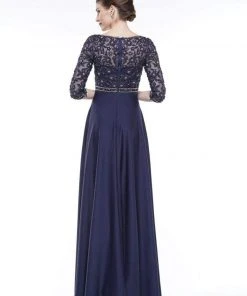 Marsoni By Colors - MV1016 Beaded V Neck A-Line Faille Gown 11 Marsoni By Colors - MV1016 Beaded V Neck A-Line Faille Gown