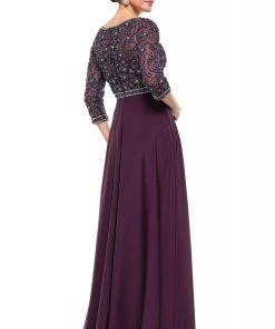 Marsoni By Colors - MV1016 Beaded V Neck A-Line Faille Gown 9 Marsoni By Colors - MV1016 Beaded V Neck A-Line Faille Gown