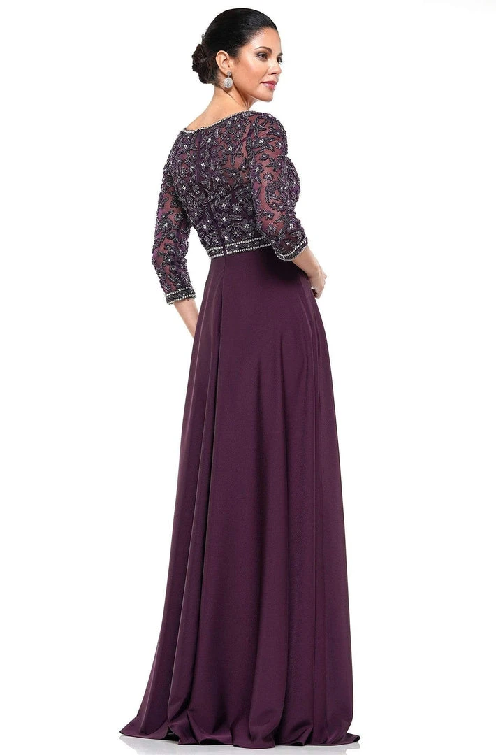 Marsoni By Colors - MV1016 Beaded V Neck A-Line Faille Gown 4 Marsoni By Colors - MV1016 Beaded V Neck A-Line Faille Gown