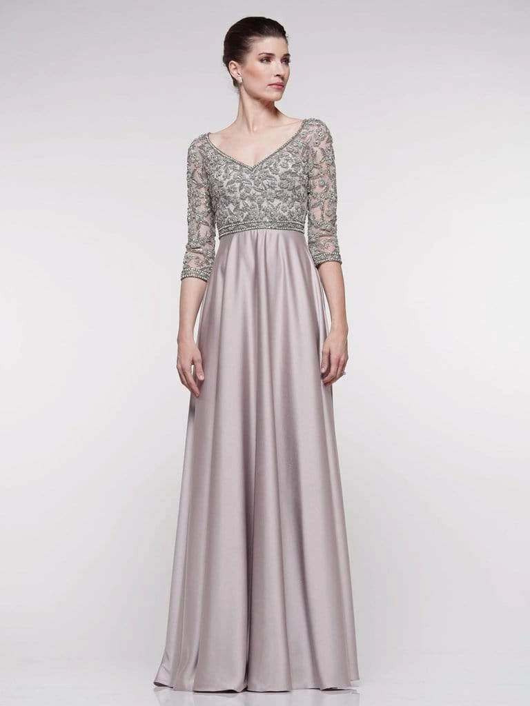 Marsoni By Colors - MV1016 Beaded V Neck A-Line Faille Gown 7 Marsoni By Colors - MV1016 Beaded V Neck A-Line Faille Gown