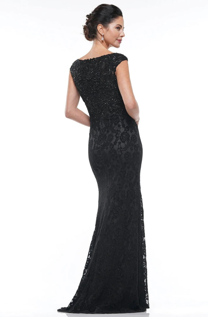 Formal Gowns Marsoni By Colors - MV1019 Cap Sleeve Beaded Lace Sheath Gown 4 Formal Gowns Marsoni By Colors - MV1019 Cap Sleeve Beaded Lace Sheath Gown