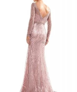 Formal Gowns Marsoni By Colors - MV1027 Embellished Bateau Trumpet Dress