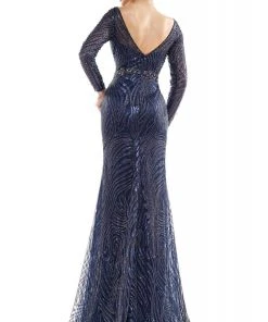 Formal Gowns Marsoni By Colors - MV1027 Embellished Bateau Trumpet Dress